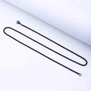 Minimalist black titanium steel box chain necklace with lobster clasp for DIY jewelry