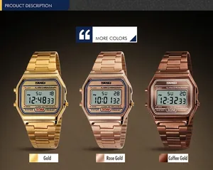 Comparaison de montres SKMEI en finitions or, or rose et café doré élégantes