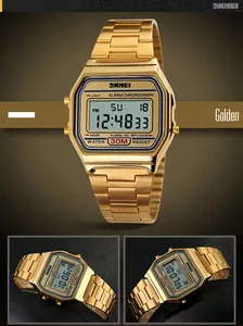 Vues détaillées de la montre numérique SKMEI 1123 or avec bracelet étanche