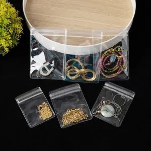 Clear PVC self-sealing jewelry storage bags for necklaces and small accessories
