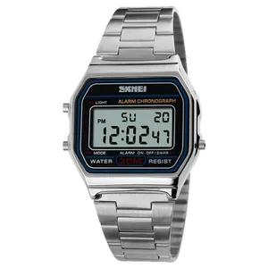 Montre numérique rétro SKMEI 1123 pour homme avec bracelet en acier inoxydable étanche