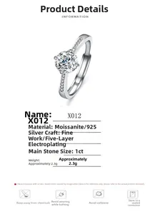 Detailansicht eines 1ct Moissanit-Rings aus 925er Silber mit feiner Handwerkskunst.