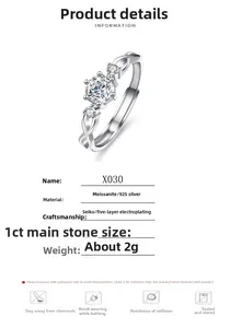 Detailansicht des 1ct Moissanit-Rings aus 925er Sterlingsilber mit gedrehtem Band
