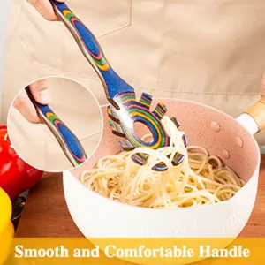 Servispaghetti in legno a strisce colorate arcobaleno con manico ergonomico liscio