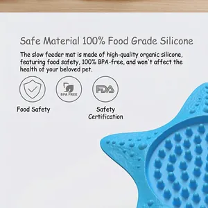 Detail der blauen Silikon-Slow-Feeder-Matte aus BPA-freiem, lebensmittelechtem Silikon