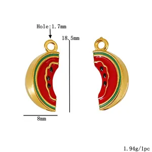 Enamel watermelon slice charms in stainless steel for DIY jewelry making with sizes