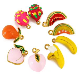 Assorted fruit series enamel stainless steel charms for DIY jewelry making and pendants