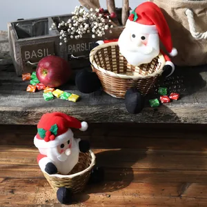 Christmas Santa Claus woven candy baskets in two sizes for festive gift decoration