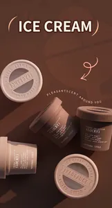 Detailed view of brown ice cream cup shaped solid air freshener with elegant text