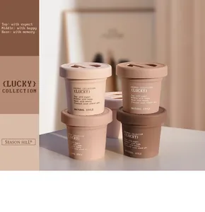 Detailed macro view of coffee-colored ice cream style solid aromatherapy cups
