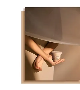 Close-up detail of ice cream style solid aromatherapy cup with elegant soft lighting