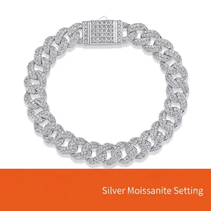 10mm Hip Hop Moissanite 925 Sterling Silver Cuban Link Bracelet For Men Women Iced Out Bling Jewelry For Party Gift