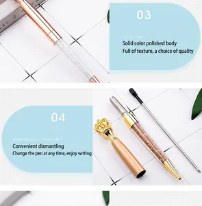 Detail view showing dismantled parts of the elegant crown crystal ballpoint pen
