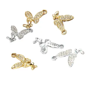 Sparkling rhinestone butterfly pendants in gold and silver for DIY jewelry making