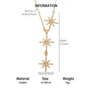 Detail showing dimensions and materials of 18K gold plated copper starburst necklace
