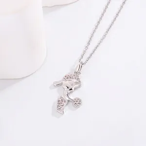 Cute hip hop style titanium steel necklace featuring cartoon boy pavé crystal pendant