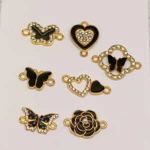 Vergoldete Schmetterling Herz Blumen Verbinder für DIY Armband Ohrring Schmuckherstellung