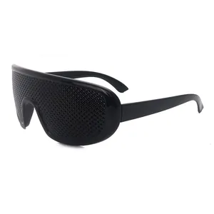 Black wraparound pinhole glasses for vision improvement and eye muscle training exercises