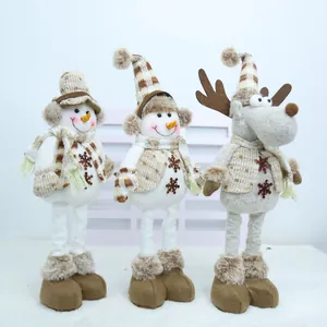 Lot de 3 poupées en peluche rétractables bonhomme de neige et renne de Noël