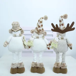 Lot de trois poupées de Noël télescopiques en peluche, bonhomme de neige et renne