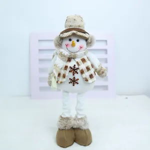 Mignon bonhomme de neige en peluche avec jambes télescopiques pour décor de Noël