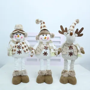 Poupée Elfe de Noël Rétractable Chapeau Pointu à Paillettes Peluche Ornement de Table Décoration de Fête Maison Cadeau
