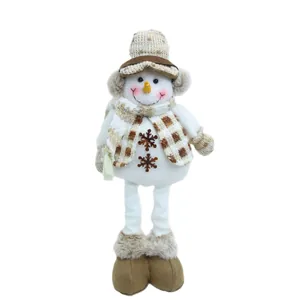 Poupée bonhomme de neige de Noël en peluche avec jambes télescopiques décor
