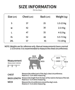 Comprehensive pet vest size chart and measurement guide for dogs and cats