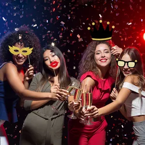 Fun 35-piece photo booth props set for New Year party celebrations and festive events.