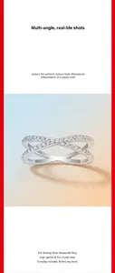 Detailansicht eines verflochtenen S925 Sterling Silber Rings mit funkelndem Moissanit