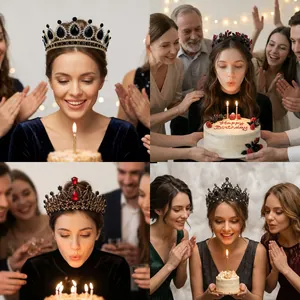 Elegant gothic black rhinestone tiaras for birthday parties and Halloween celebrations