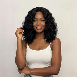 Perruque synthétique courte et bouclée noire pour femme avec boucles afro