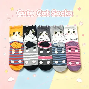 Women's Cute Cartoon Cat Dog Animal Cotton Blend Mid Tube Socks Fun Novelty Casual Daily Socks Gift