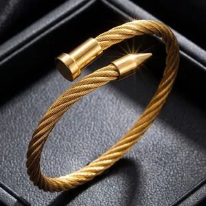 Stainless Steel Bangle For Women 18K Gold Plated Cuban Link Chain Rhinestone Pave Elegant Fashion Bracelet Jewelry