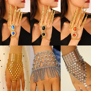 Bracciale ad Anello Vintage in Stile Etnico Medio Oriente Color Oro per Donna Gioielli per Danza del Ventre Matrimonio Festa