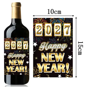 Dekorative Weinflaschenetiketten Happy New Year 2027 für Silvesterparty, 10x15cm Größe