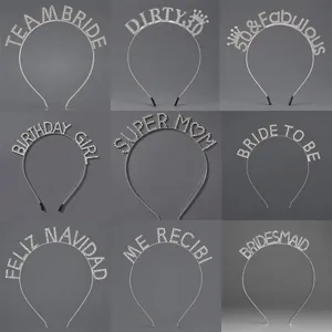 Rhinestone Alphabet Headband Alloy Crystal Tiara For Wedding Birthday Party Bachelorette Bridesmaid Accessories Women
