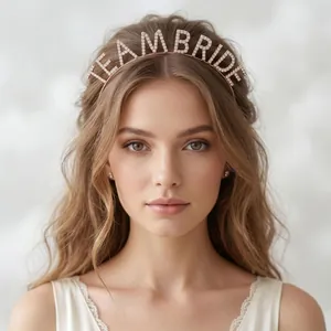 Elegant rose gold TEAM BRIDE rhinestone headband tiara for bachelorette parties