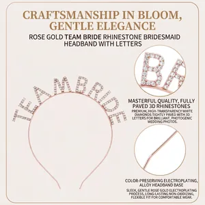 Elegant rose gold rhinestone TEAM BRIDE headband accessories for wedding bridal parties