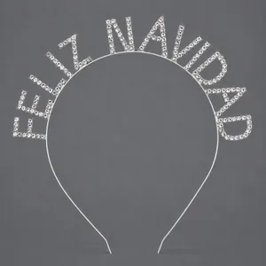 "Feliz Navidad" Strass-Buchstaben Party-Haarreif in Silber für die Weihnachtsfeier.
