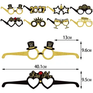 Lot de lunettes de fête Nouvel An 2027 avec dimensions détaillées pour les photos