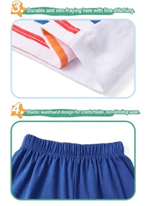 Détail des coutures de l'ourlet et de la taille élastique d'un ensemble short pour garçon