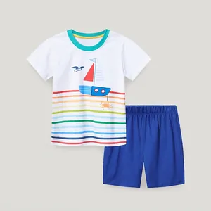 Ensemble de Vêtements 100 Coton d'Été pour Garçons T-Shirt à Manches Courtes Et Short avec Imprimé Dinosaure