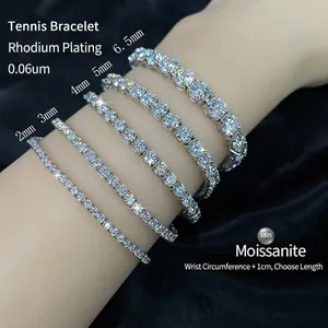 Hip Hop S925 Sterling Silver Moissanite Tennis Bracelet And Necklace Zirconia Chain Fashion Jewelry For Men Women Gift