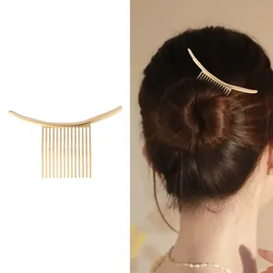 Peigne à Cheveux Minimaliste en Alliage Métal Plaqué Or Argent Peigne Incurvé Accessoires de Coiffure Femme Bijoux Mariage Fête