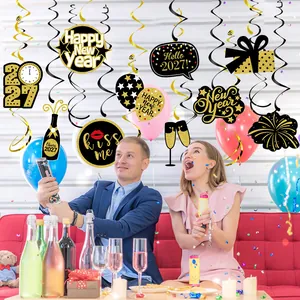 Décorations de fête du Nouvel An 2027 tourbillons suspendus en PVC avec découpes