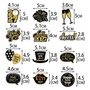 Guide détaillé des tailles pour 12 décorations de gâteau Nouvel An 2027 avec dimensions CM.