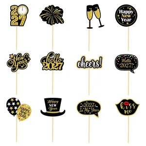 Ensemble de pics à gâteaux Bonne Année 2027 pour décorations de fête de réveillon