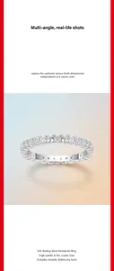 Detailed close-up view of a high-quality 925 sterling silver moissanite eternity ring