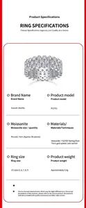 Detailed product specifications for the S925 sterling silver moissanite eternity ring.